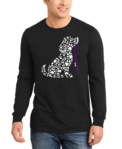 La Pop Art Men's Dog Leash Word Art Long-sleeve T-shirt In Black