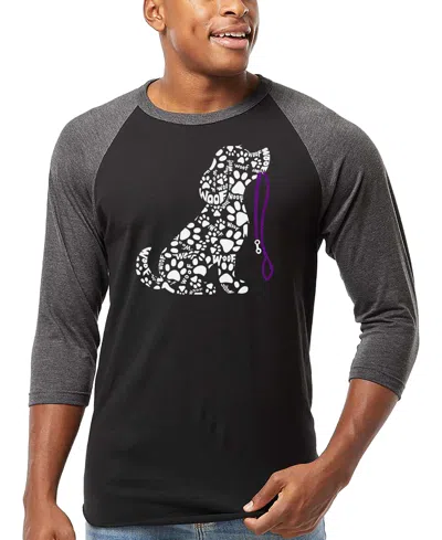 La Pop Art Men's Dog Leash Word Art Raglan-sleeve T-shirt In Multi