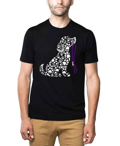 La Pop Art Men's Dog Leash Word Art T-shirt In Black