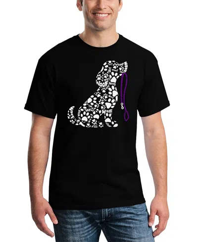La Pop Art Men's Dog Leash Word Art T-shirt In Black
