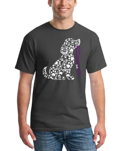 La Pop Art Men's Dog Leash Word Art T-shirt In Gray