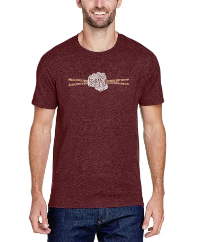 La Pop Art Men's Drumsticks Word Art T-shirt In Burgundy