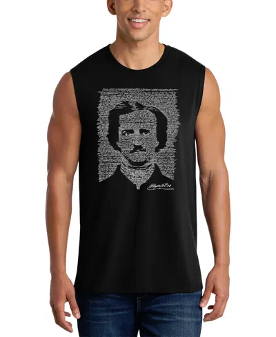 La Pop Art Men's Edgar Allan Poe Portrait Typography Graphic Tank Top In Black