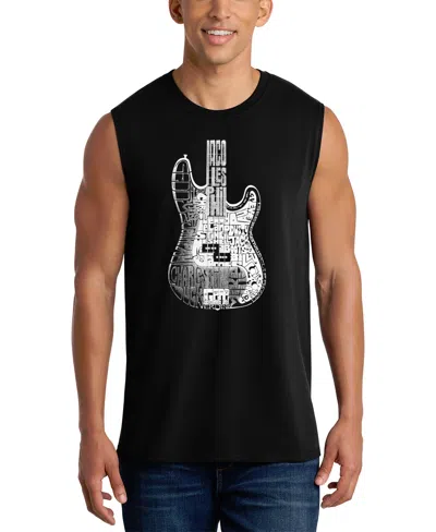 La Pop Art Men's Electric Guitar Typography Word Art Graphic Tank Top In Black