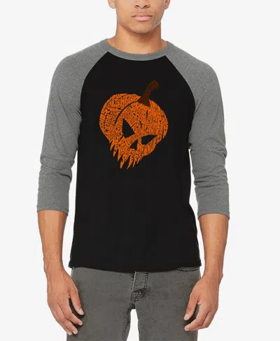 La Pop Art Men's Evil Pumpkin Raglan Baseball Word Art T-shirt