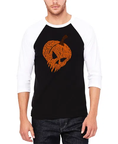 La Pop Art Men's Evil Pumpkin Raglan Baseball Word Art T-shirt