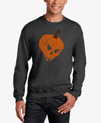 La Pop Art Men's Evil Pumpkin Word Art Crewneck Sweatshirt