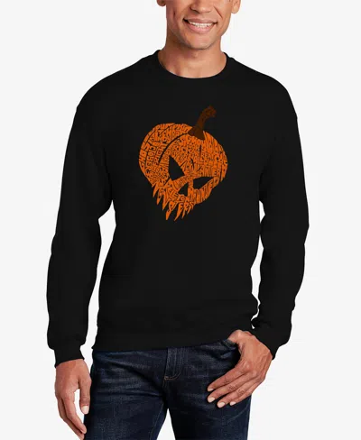 La Pop Art Men's Evil Pumpkin Word Art Crewneck Sweatshirt