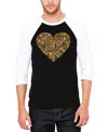 La Pop Art Men's Fall Vibes Raglan Baseball Word Art T-shirt In Black,white