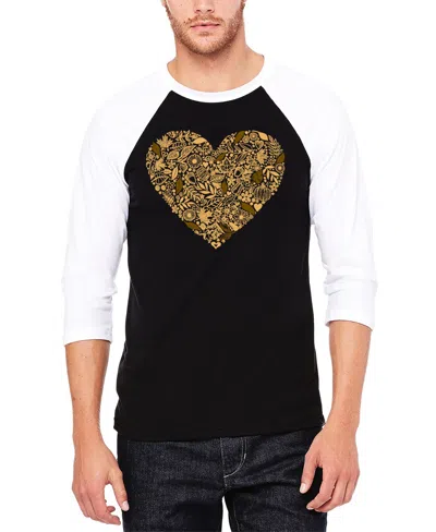 La Pop Art Men's Fall Vibes Raglan Baseball Word Art T-shirt In Black,white