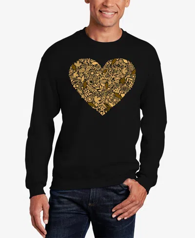 La Pop Art Men's Fall Vibes Word Art Crewneck Sweatshirt In Black