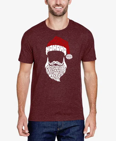 La Pop Art Men's Feliz Navidad Santa Claus Premium Blend Word Art T-shirt In Burgundy
