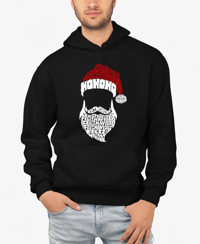 La Pop Art Men's Feliz Navidad Santa Claus Word Art Hooded Sweatshirt In Black
