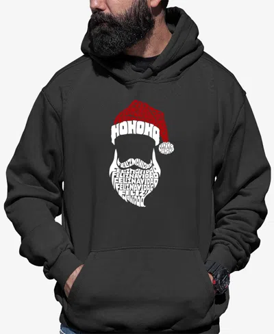 La Pop Art Men's Feliz Navidad Santa Claus Word Art Hooded Sweatshirt In Dark Grey