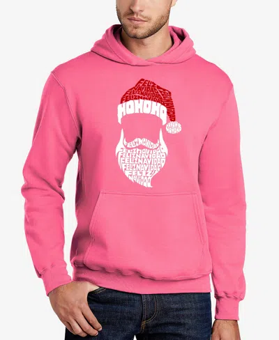 La Pop Art Men's Feliz Navidad Santa Claus Word Art Hooded Sweatshirt In Pink