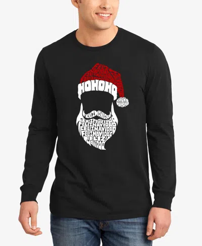 La Pop Art Men's Feliz Navidad Santa Claus Word Art Long Sleeve T-shirt In Black