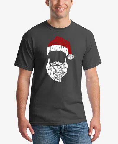 La Pop Art Men's Feliz Navidad Santa Claus Word Art T-shirt In Dark Grey