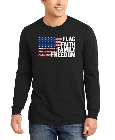 La Pop Art Men's Flag Faith Family Freedom American Flag Word Art Long-sleeve T-shirt In Black