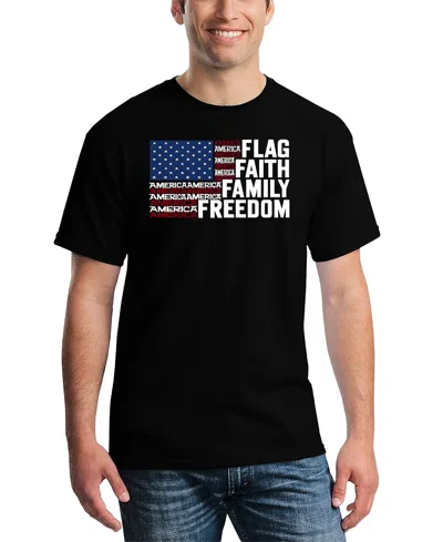 La Pop Art Men's Flag Faith Family Freedom American Flag Word Art T-shirt In Black