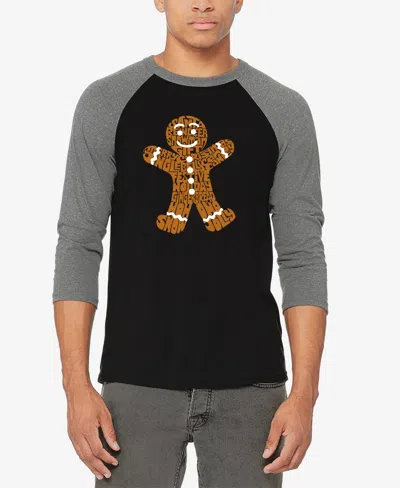La Pop Art Men's Gingerbread Raglan Baseball Word Art T-shirt