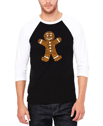 La Pop Art Men's Gingerbread Raglan Baseball Word Art T-shirt