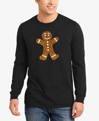 La Pop Art Men's Gingerbread Word Art Long Sleeve T-shirt