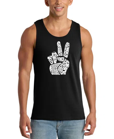 La Pop Art Men's Give Peace A Chance Word Art Graphic Tank Top In Black