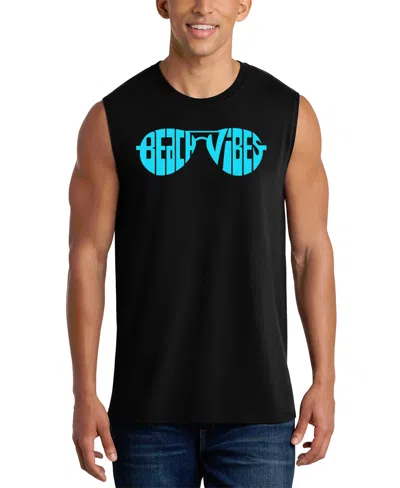 La Pop Art Men's Groovy Sunglasses Retro Word Art Graphic Tank Top In Black