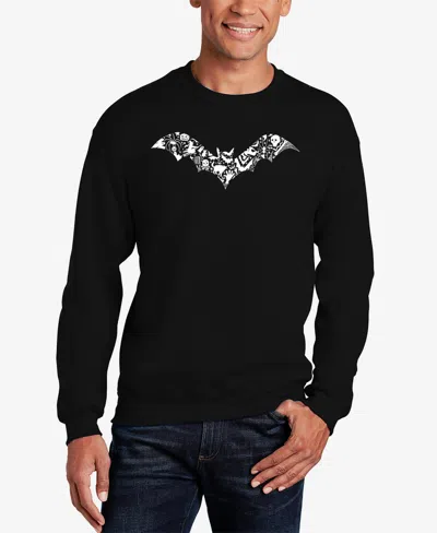 La Pop Art Men's Halloween Bat Word Art Crewneck Sweatshirt In Black
