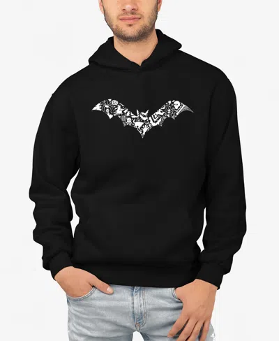 La Pop Art Men's Halloween Bat Word Art Hooded Sweatshirt In Black