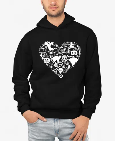 La Pop Art Men's Halloween Heart Word Art Hooded Sweatshirt In Black