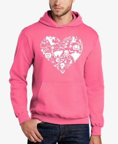 La Pop Art Men's Halloween Heart Word Art Hooded Sweatshirt In Pink