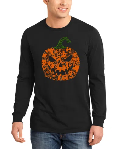 La Pop Art Men's Halloween Pumpkin Word Art Long-sleeve T-shirt In Black