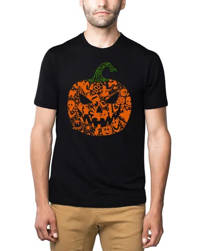 La Pop Art Men's Halloween Pumpkin Word Art T-shirt In Black