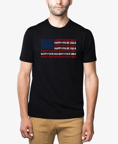 La Pop Art Men's Happy 4th Of July Premium Blend Word Art T-shirt In Black