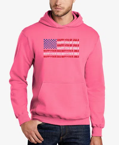 La Pop Art Men's Happy 4th Of July Word Art Hooded Sweatshirt