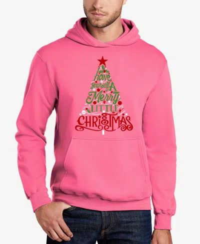 La Pop Art Men's Have Yourself A Merry Little Christmas Word Art Hooded Sweatshirt In Pink