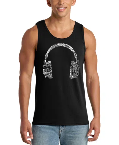La Pop Art Men's Headphones Arch Word Art Graphic Tank Top In Black