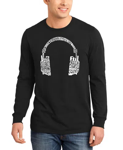 La Pop Art Men's Headphones Word Art Long-sleeve T-shirt In Black