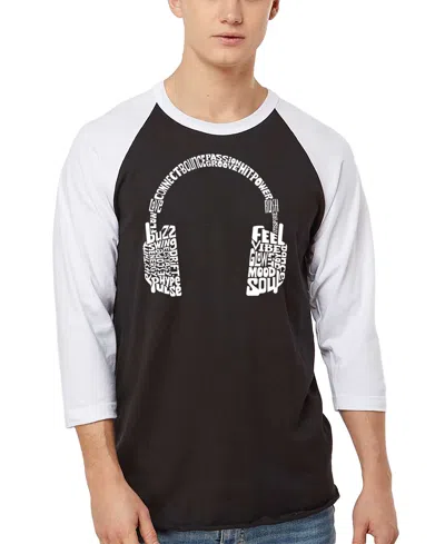 La Pop Art Men's Headphones Word Art Raglan-sleeve T-shirt In Multi