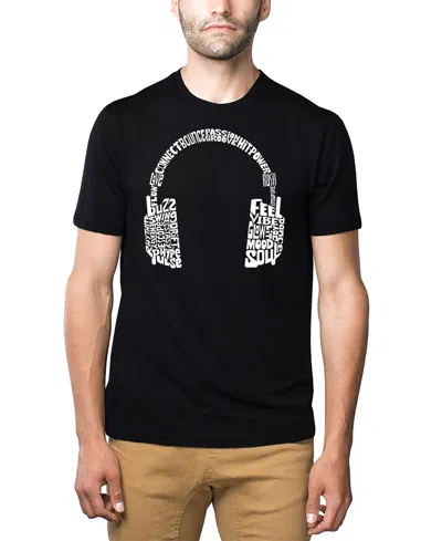 La Pop Art Men's Headphones Word Art T-shirt In Black