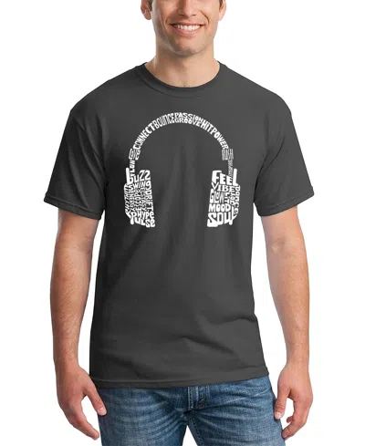 La Pop Art Men's Headphones Word Art T-shirt In Gray
