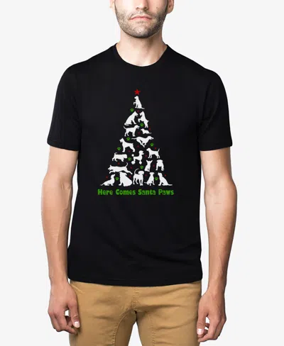 La Pop Art Men's Here Comes Santa Paws Premium Blend Word Art T-shirt In Black
