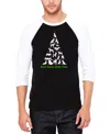 La Pop Art Men's Here Comes Santa Paws Raglan Baseball Word Art T-shirt In Black,white