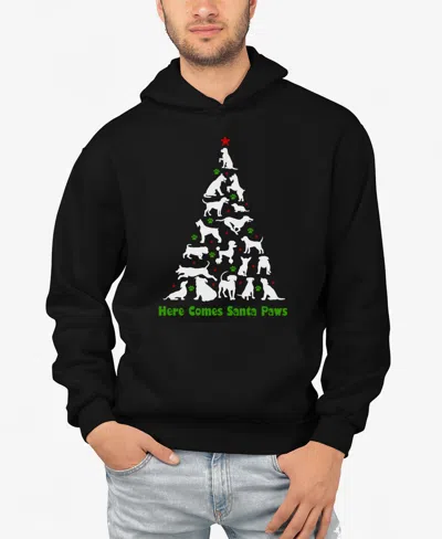 La Pop Art Men's Here Comes Santa Paws Word Art Hooded Sweatshirt In Black