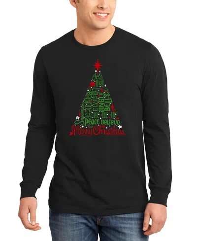 La Pop Art Men's Holiday Christmas Tree Word Art Long-sleeve T-shirt In Black