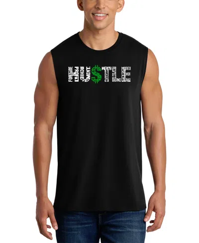 La Pop Art Men's Hustle Typography Money Design Tank Top In Black