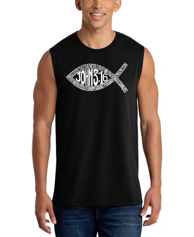La Pop Art Men's John 3:16 Cross Design Tank Top In Black