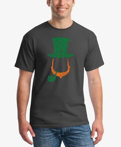 La Pop Art Men's Leprechaun Word Art Graphic T-shirt In Dark Gray