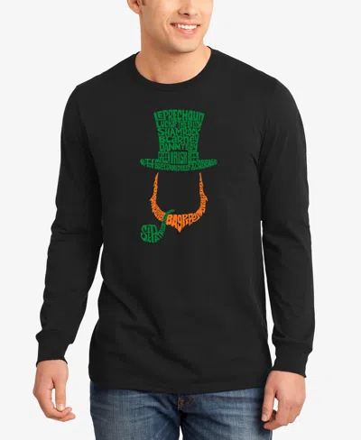 La Pop Art Men's Leprechaun Word Art Long Sleeve T-shirt In Black